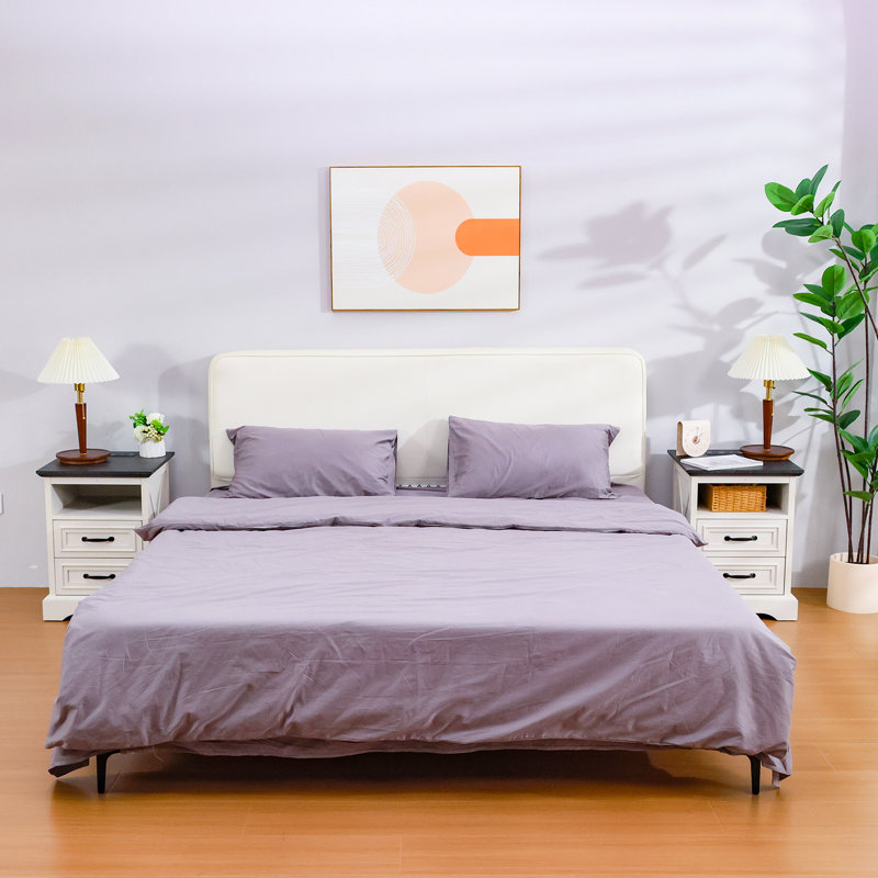 End Table With Drawer And Charging, White/Gray