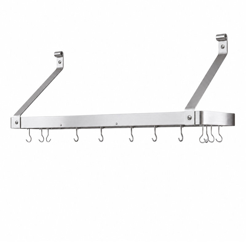 Handcrafted 30" Gourmet Deep Bookshelf Wall Rack with 12 Hooks