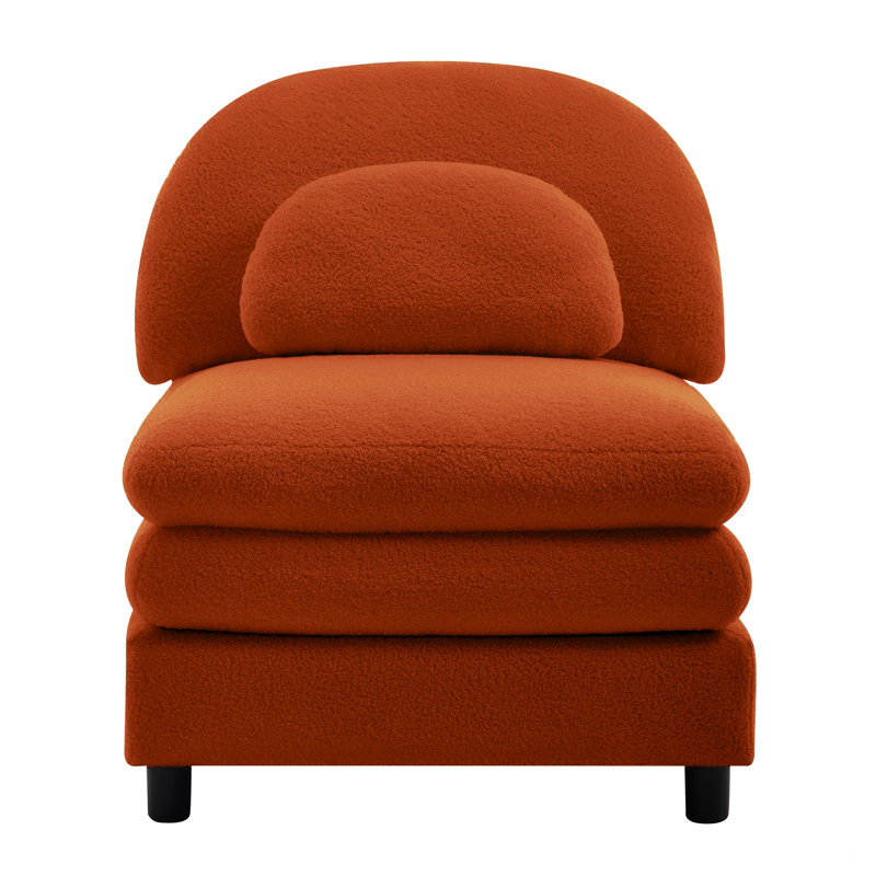 Chaise d'appoint, fauteuil sans accoudoirs avec coussin, Orange