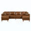 Canapé modulaire avec deux repose-pieds de rangement amovibles, canapé modulaire rembourré en similicuir respirant, canapé en similicuir-244216963