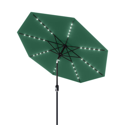Parasol de terrasse en polyester 10 pi (3M) à DEL avec réglage de l'inclinaison vert foncé