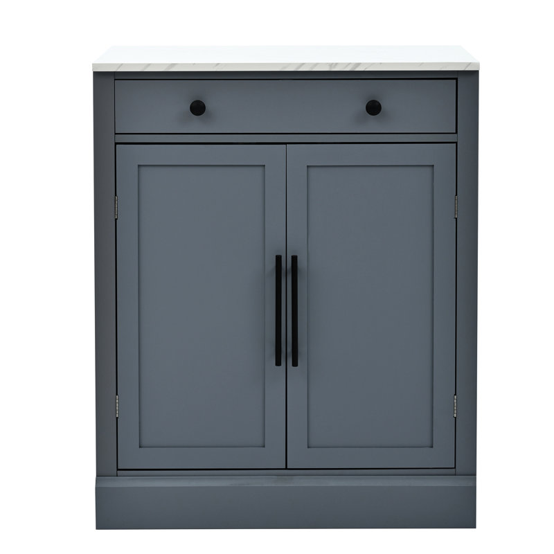 Armoire de rangement grise avec tablettes réglables, tiroir et 2 tablettes de porte pour la cuisine