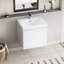 Armoire de salle de bain flottante 30 "avec lavabo. Moderne. Lavabo en résine, tiroirs à fermeture en douceur. Blanc brillant 24V11-30Gw. Accessoire de meuble-lavabo élégant