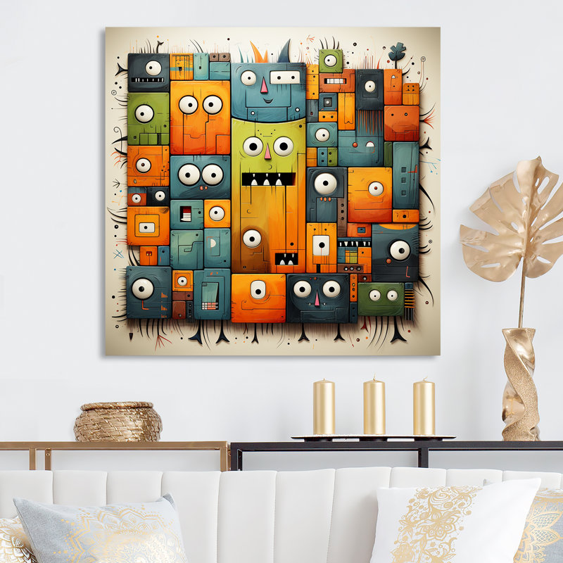 Collage coloré Popart I - impression d'art mural en métal Pop Art, H 29 po x l 29 po x P 1,5 po