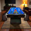 Table de billard professionnelle 8 pi avec feutre bleu, retour de balle et 2 bancs de rangement BELLAGIO