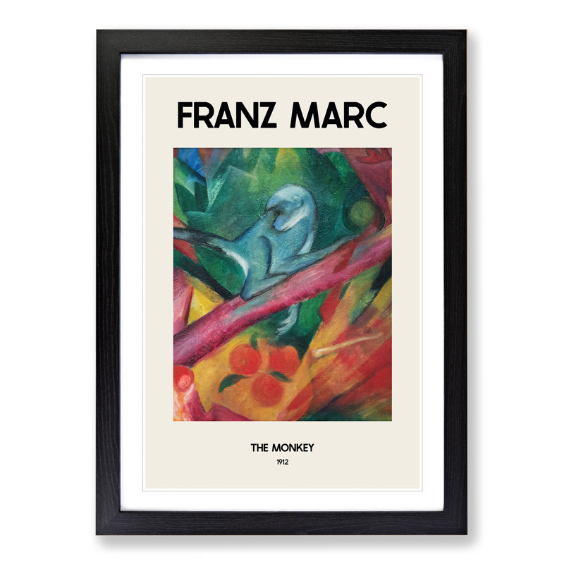 The Monkey by Franz Marc - Picture Frame Painting, 65cm H x 48cm W x 2cm D, Black Framed