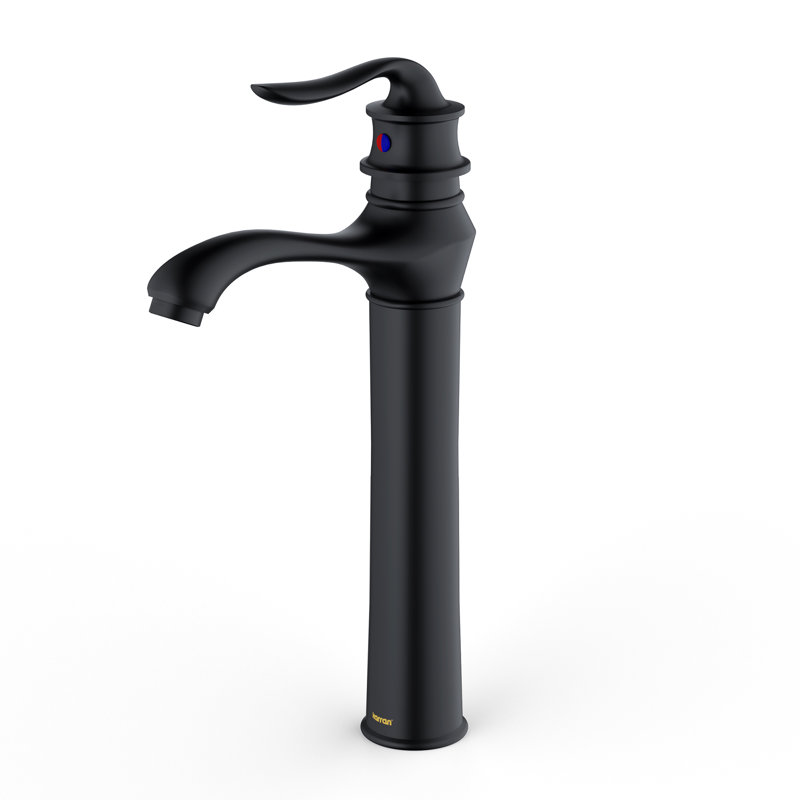 Robinet pour salle de bain à poignée simple à un trou avec bonde escamotable Karran Dartford, Noir mat