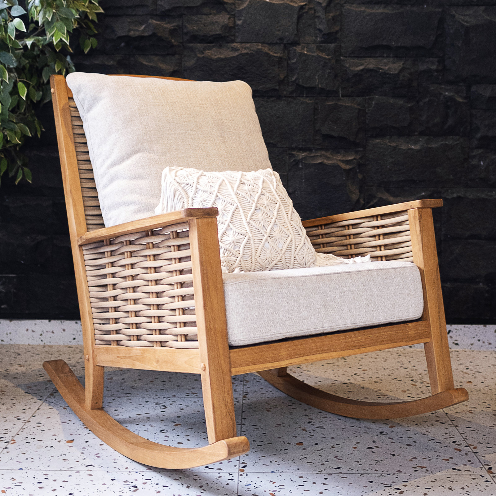Decatur Teak Patio Rocking Chair