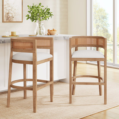Oech Rubberwood Upholstered Bar Stools