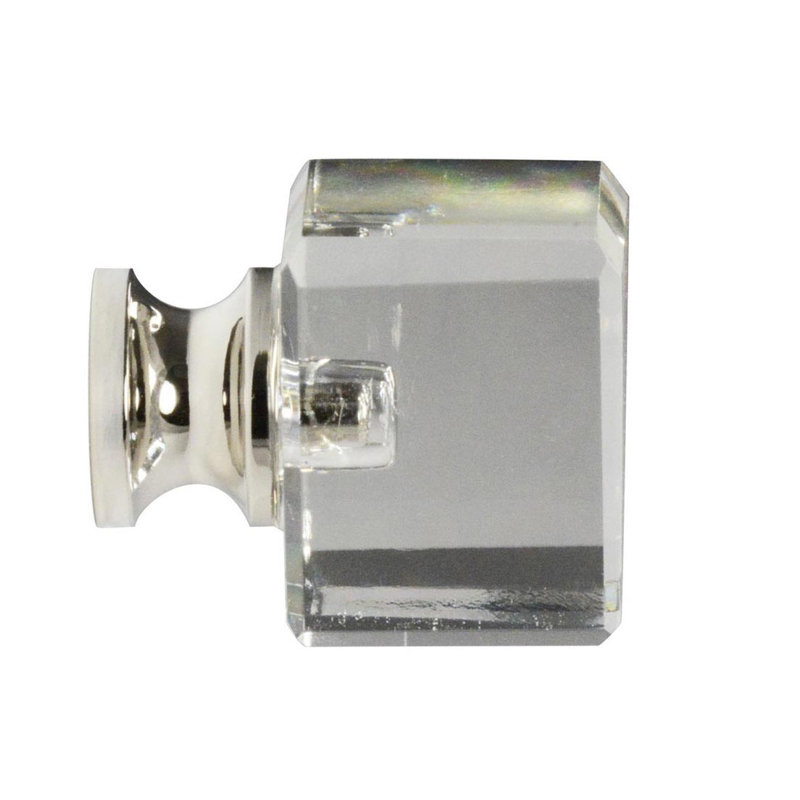 Poignée carrée 1 po Elegance, Transparent / nickel poli
