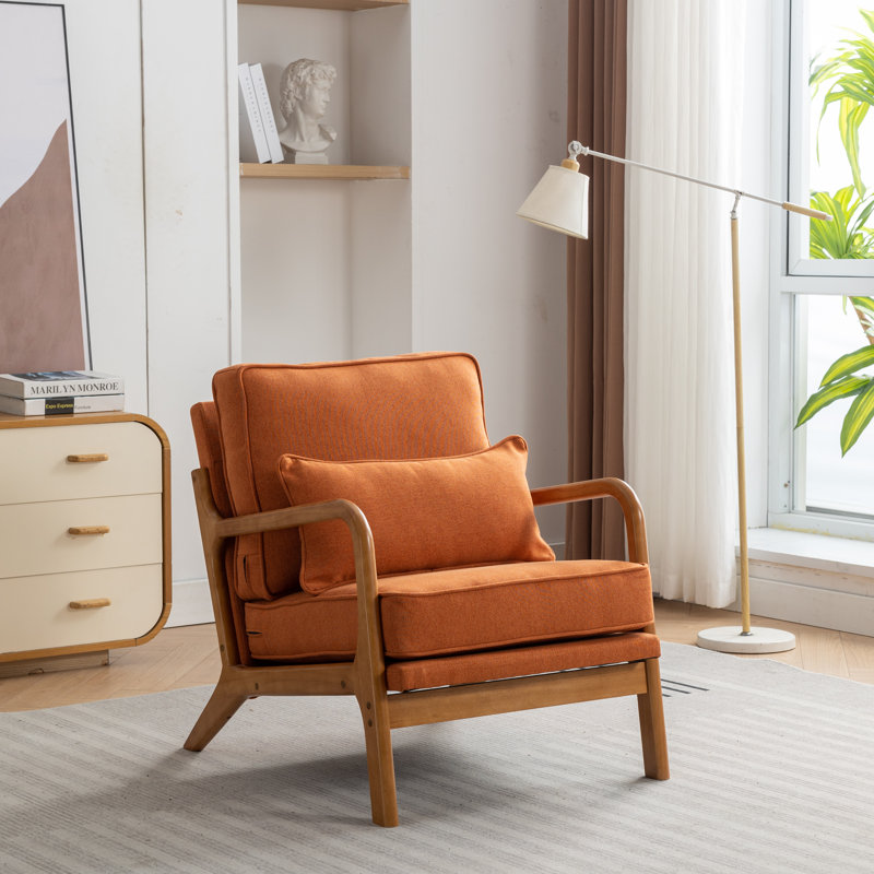 Homister Upholstered Armchair, Orange Linen