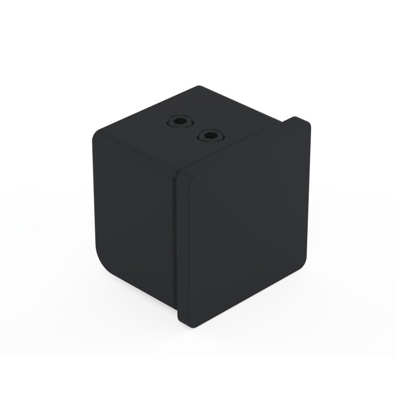 40 mm Square Caprail End Cap, Matte Black, Matte Black