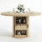 47" Round Dining Table for 4-6, Kitchen Table with 2-Layer Storage Shelf and a Drawer, Farmhouse Circle Dinner Table for Dining Room, Kitchen, Living Room, Natural (Table Only)-1942175647