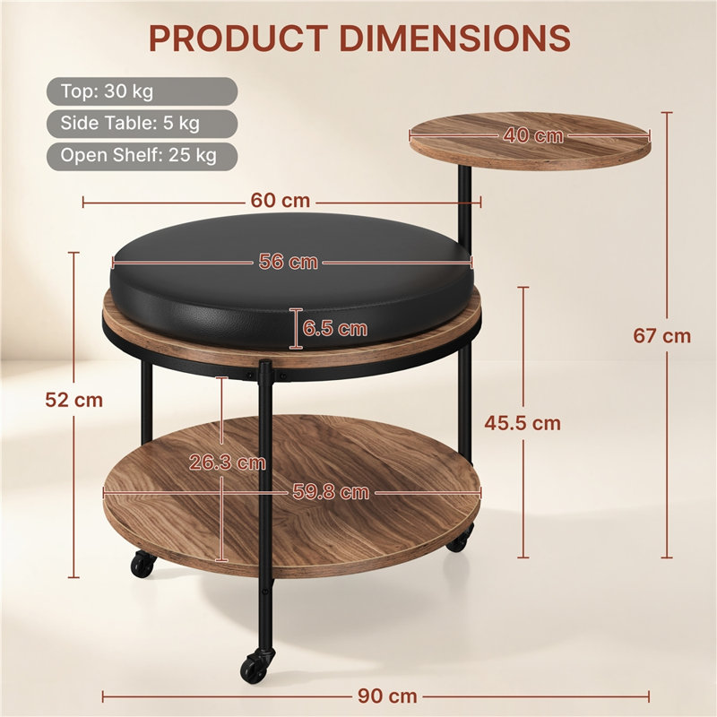 Coffee Table with Storage, Walnut/Black