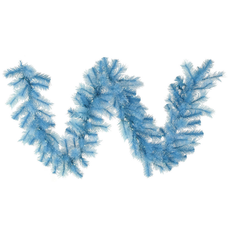 Guirlande de Noël en cachemire artificielle 9 pi x 16 po - lumières claires, Bleu ciel