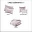 Édredon 5 pièces en velours froissé pour lit très grand - avec bordure charmeuse, rembourrage, tissu lavable à la machine, plis assortis avec édredon, taies décoratives, coussins décoratifs, microfibre