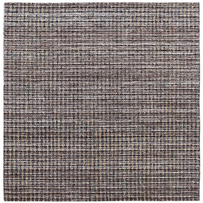 Tapis rayé en laine / coton Natko, Carré 6 pi