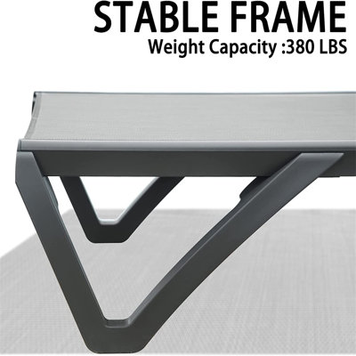 3 Patio Chaise Lounge Chair - Aluminum Frame Chairs With Adjustable Positions And Side Table For Beach, Yard, Balcony, Poolside  Grey Fashion , Grey Outdoor Sunbathing 5 Poolside, Beach