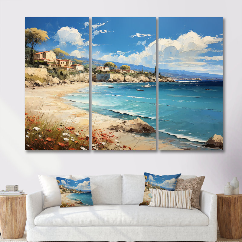 Amilynn - Ensemble de reproduction d'art mural plage, Toile tendue, H 40 po x l 60 po x P 1 po