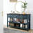 Retro Design Console Table With Two Open Shelves, Pine Solid Wood Frame And Legs For Living Room-184746645-184746650