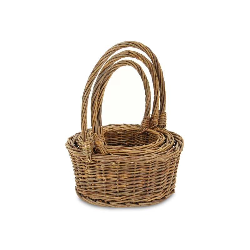 Ensemble de paniers 3 pièces en osier, Marron foncé
