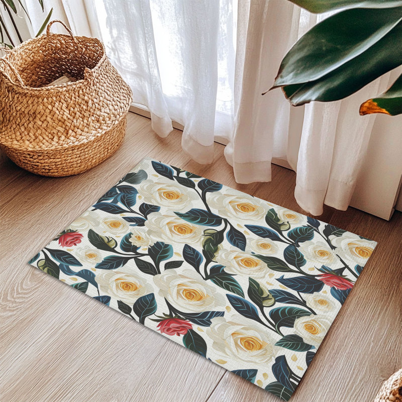 Tapis tressé à motif floral, Rectangulaire 3 pi x 5 pi