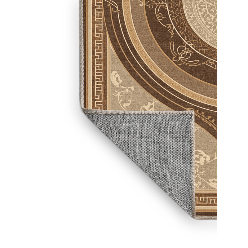 Tapis oriental classique lavable à la machine Percilla Trigonometric Circle - Beige, 2 x 5