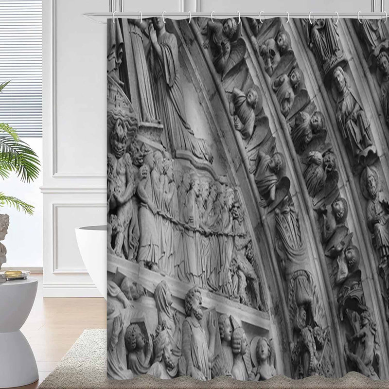 Rideau de douche mural avec 12 crochets, L 72 po x l 78 po