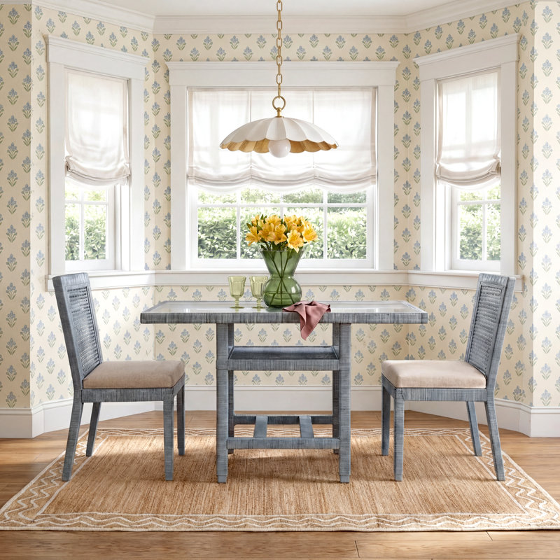 Glinda Side Chair, Sea Glass, White Performance Fabric; 0851-94