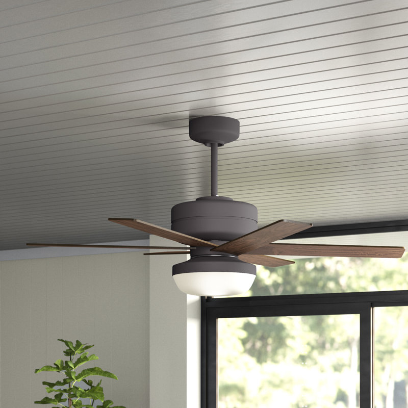Brack 54'' Ceiling Fan with Light Kit, Bronze with Cherry/Driftwood Blades