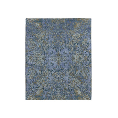 Tapis oriental en laine et soie mauve noué à la main 8 pi 0 po x 9 pi 10 po - MOA10280836