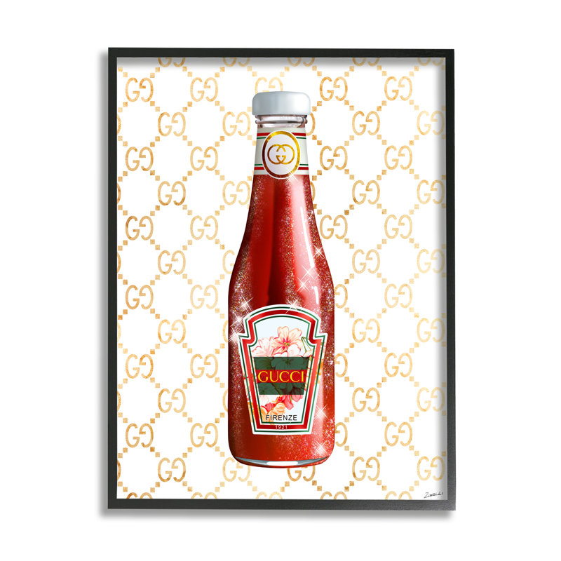 Glam Kitchen Ketchup Bottle, Giclée encadrée noir minuit, H 20 po x l 16 po x P 1,5 po