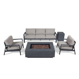 Real Flame Aegean 5 Seat Outdoor Patio Furniture Set With Fire Table