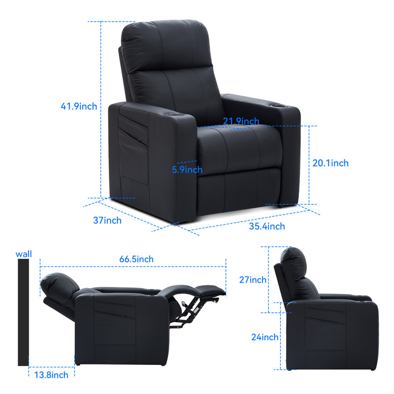 Fauteuil inclinable Randal Luxury Zero Gravity Power Home Cinéma, Black