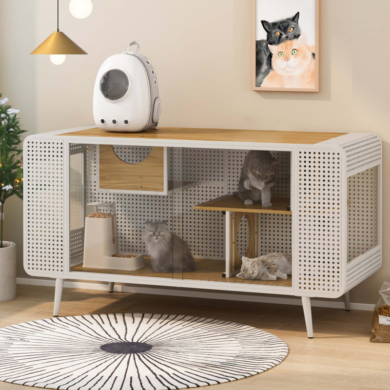 Maison pour chat 55,12 po avec verre trempé
