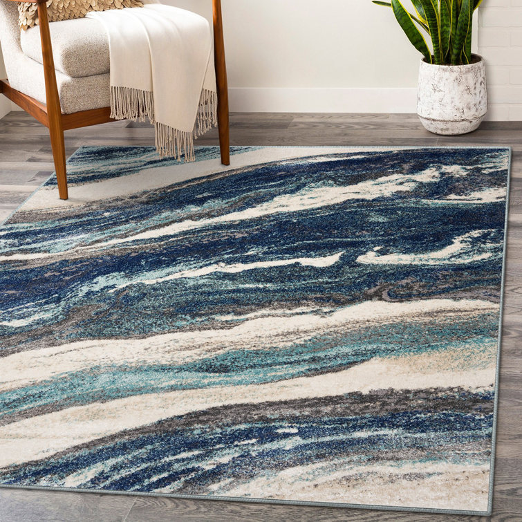Tapis bleu abstrait Alayaa