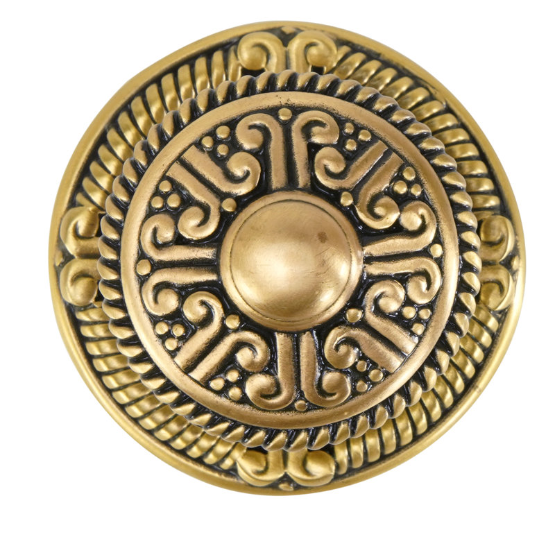 AMERICANA KNOB W/ BACK PLATE IN MUSEUM GOLD PLATE