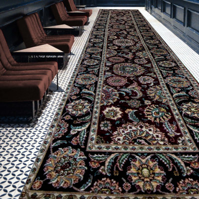 One-of-a-Kind Runner 2'5" X 11'7" Runner Wool Area Rug in Black/Ivory