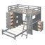 Lit superposé gris avec rangement supplémentaire - Travaillez et jouez confortablement avec un lit simple au-dessus du lit, rangez vos objets dans les tiroirs-305134505