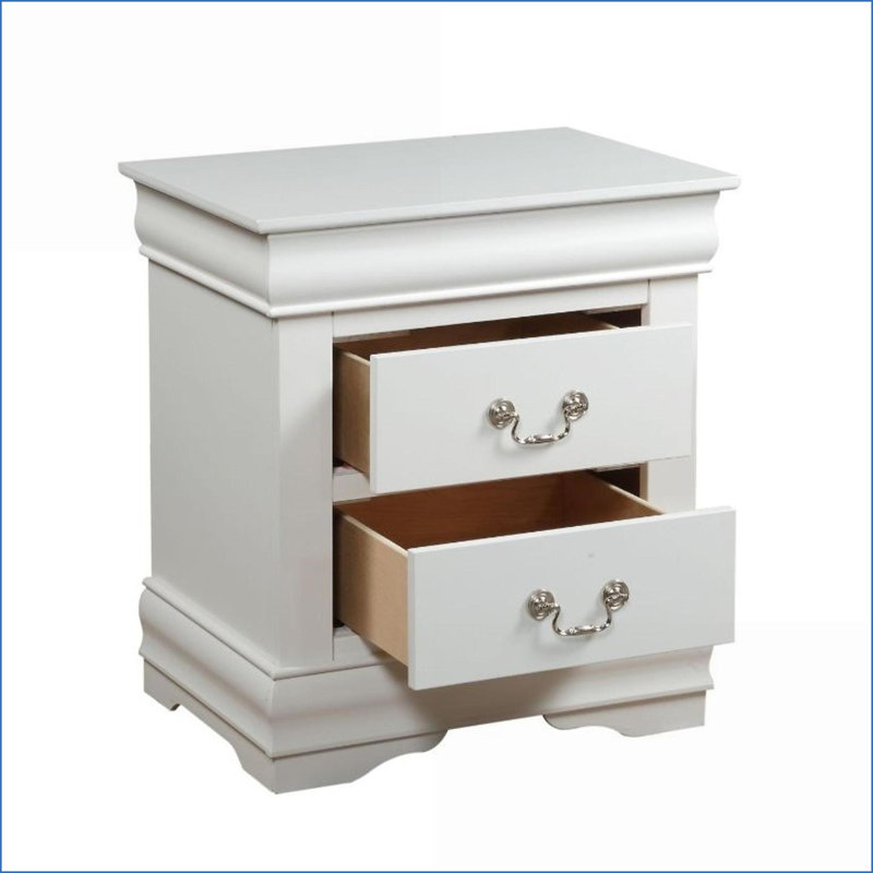 Table de chevet 2 tiroirs Traditional, Blanc