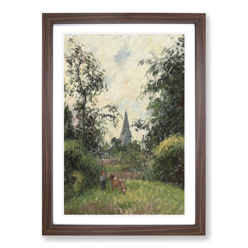 Steeple of Bazincourt by Camille Pissarro - Framed Print, Walnut, 65cm H x 48cm W x 2cm D