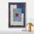 Abstract Vibrant Color Blocks "Mid-Century Blue Shapes Artwork, Geometric Illustration Modern Minimalist Wall Pictures, Large Framed Canvas Giclee Print Wall Art"-100707919-100707917