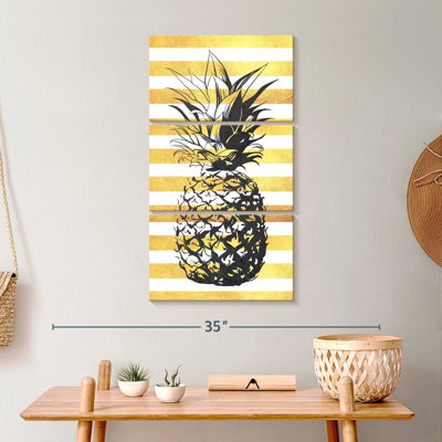Ananas à rayures dorées 3 pièces
