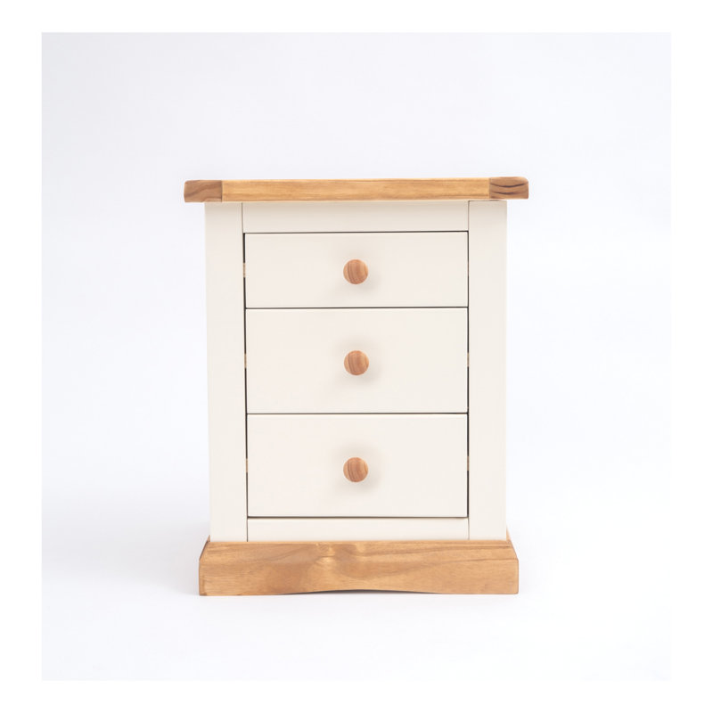 Zane 45cm W Solid + Manufactured Wood Bedside Table, White