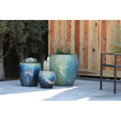 PLANTATOREM Jam'S Planter (Crystal Blue) - Handcrafted High-Fired Ceramic