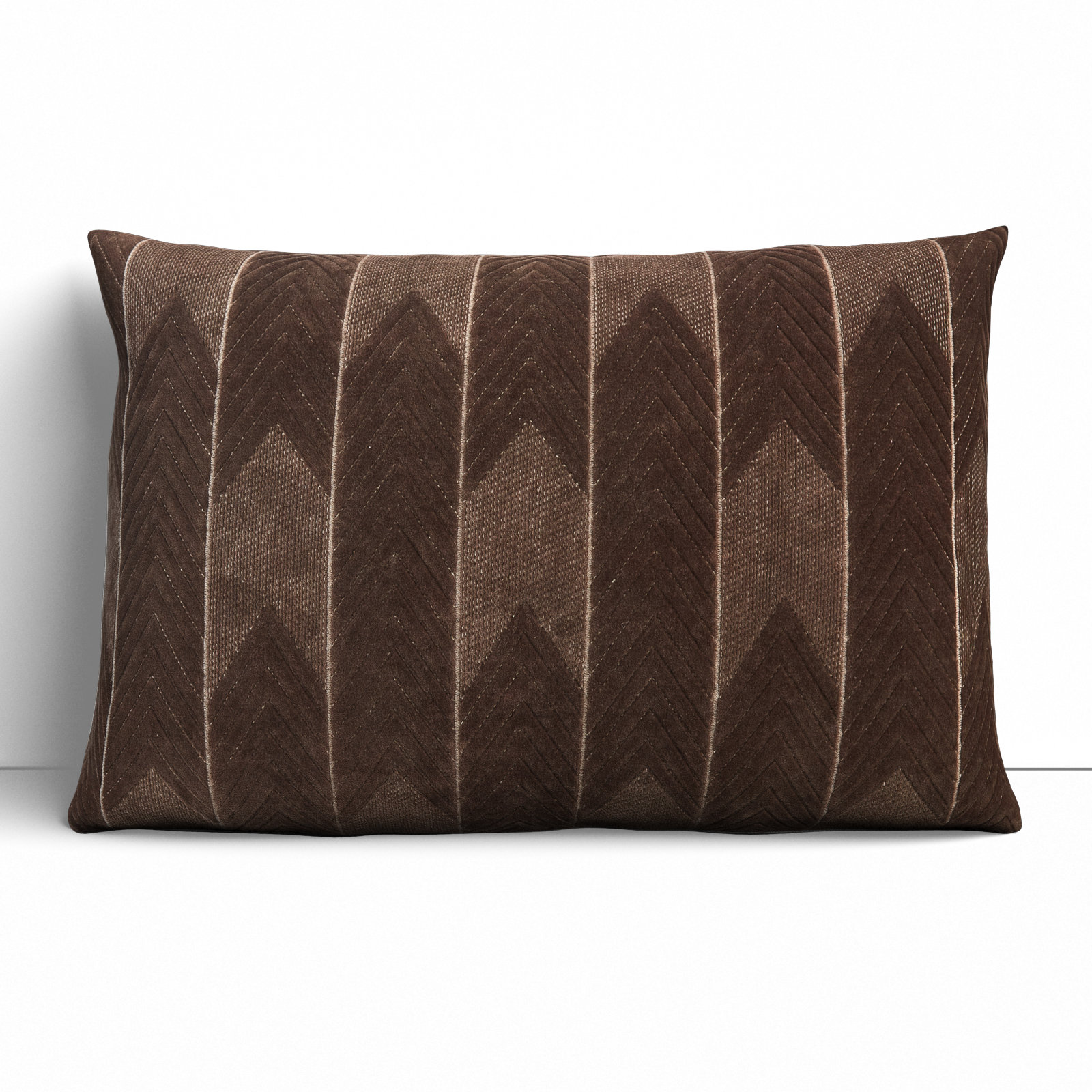 Ryans Embroidered Cotton Lumbar Throw Pillow, Dark Taupe Chevron, Pillow Cover Only - No Insert, Rectangle 16" H x 24" W