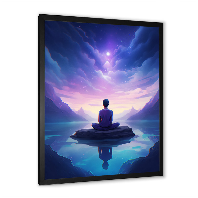 Namaste par les montagnes I - reproduction, Cadre simple noir, H 20 po x l 12 po x P 1 po