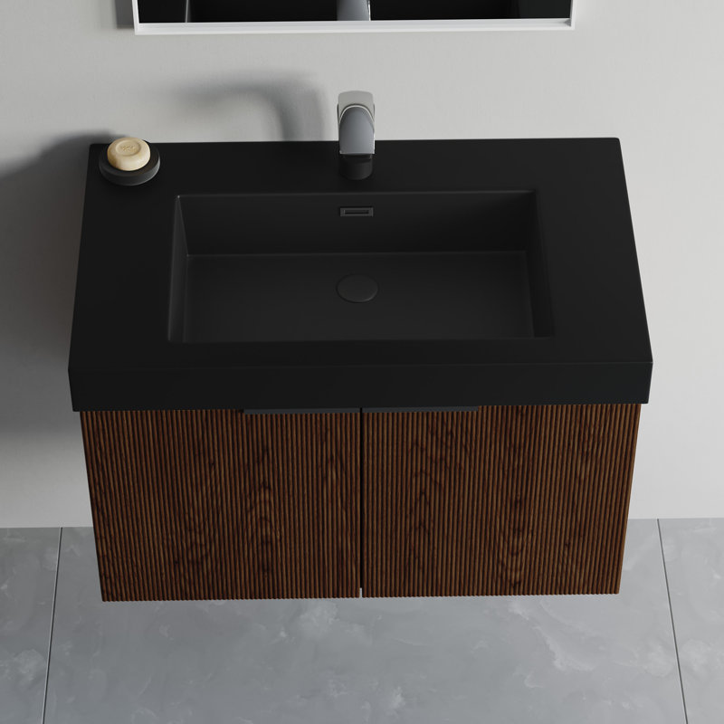 Dowell 30" Black Resin Double Freestanding Bathroom Basin