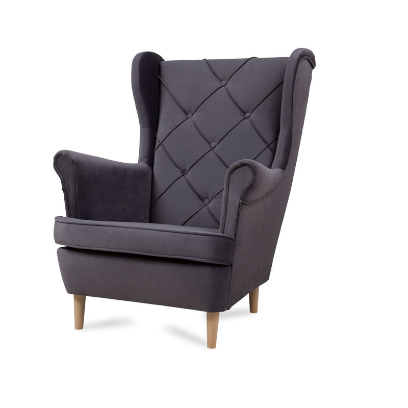 Aspen Velvet Wingback Chair, Grey