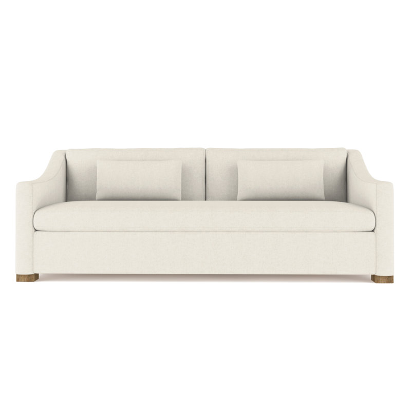 Crosby Slope Arm Sofa, Dark Brown, 32.5" H x 108" W x 43" D, Box Weave Linen Alabaster